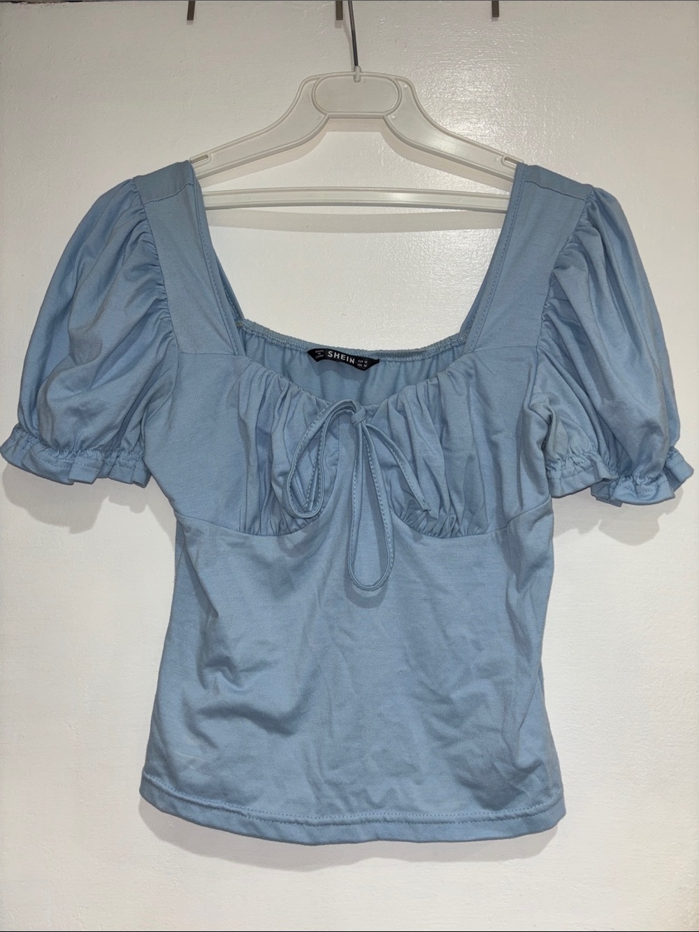 SHEIN Light Blue Puff Sleeve Top